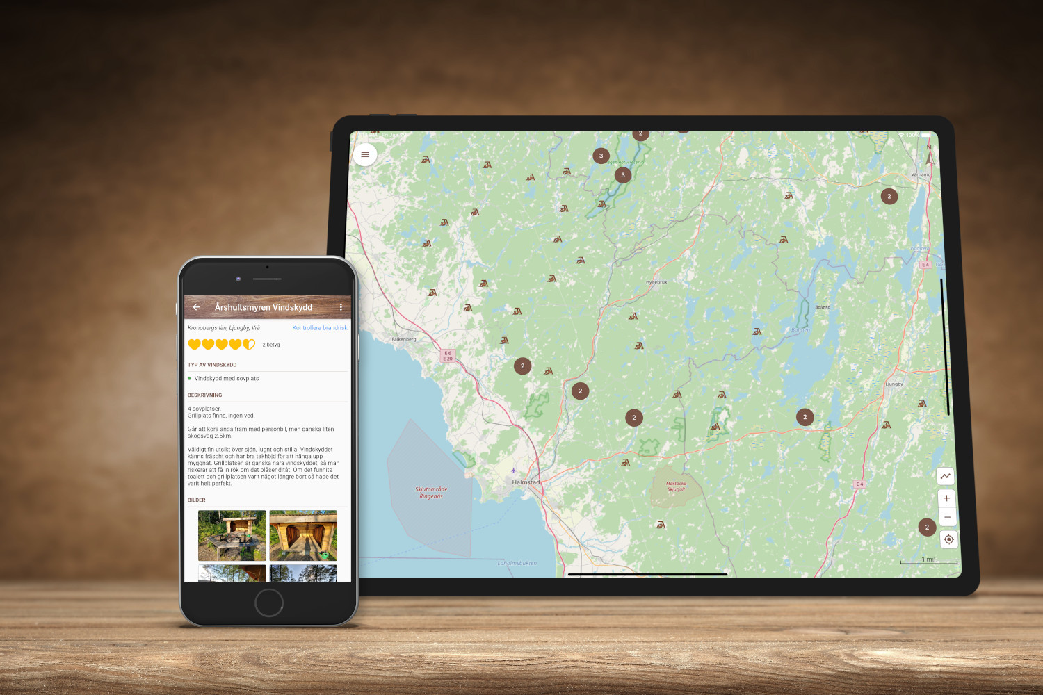 The app Vindskyddskartan (Shelter Map)